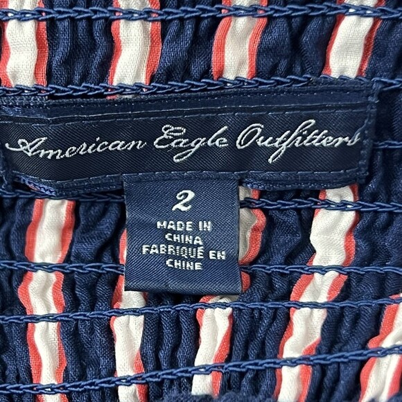 American Eagle Outfitters Size 2 Blue Red White Striped Dress - Picture 4 of 4